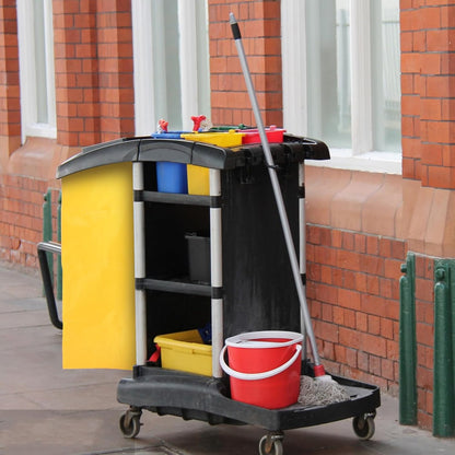 Large Capacity Cleaning Bag for Housekeeping Cart, Oxford Cloth Side Bag for Carts with Yellow Sturdy Material, Versatile Use for Organizing Rags and Tools in Domestic Cleaning