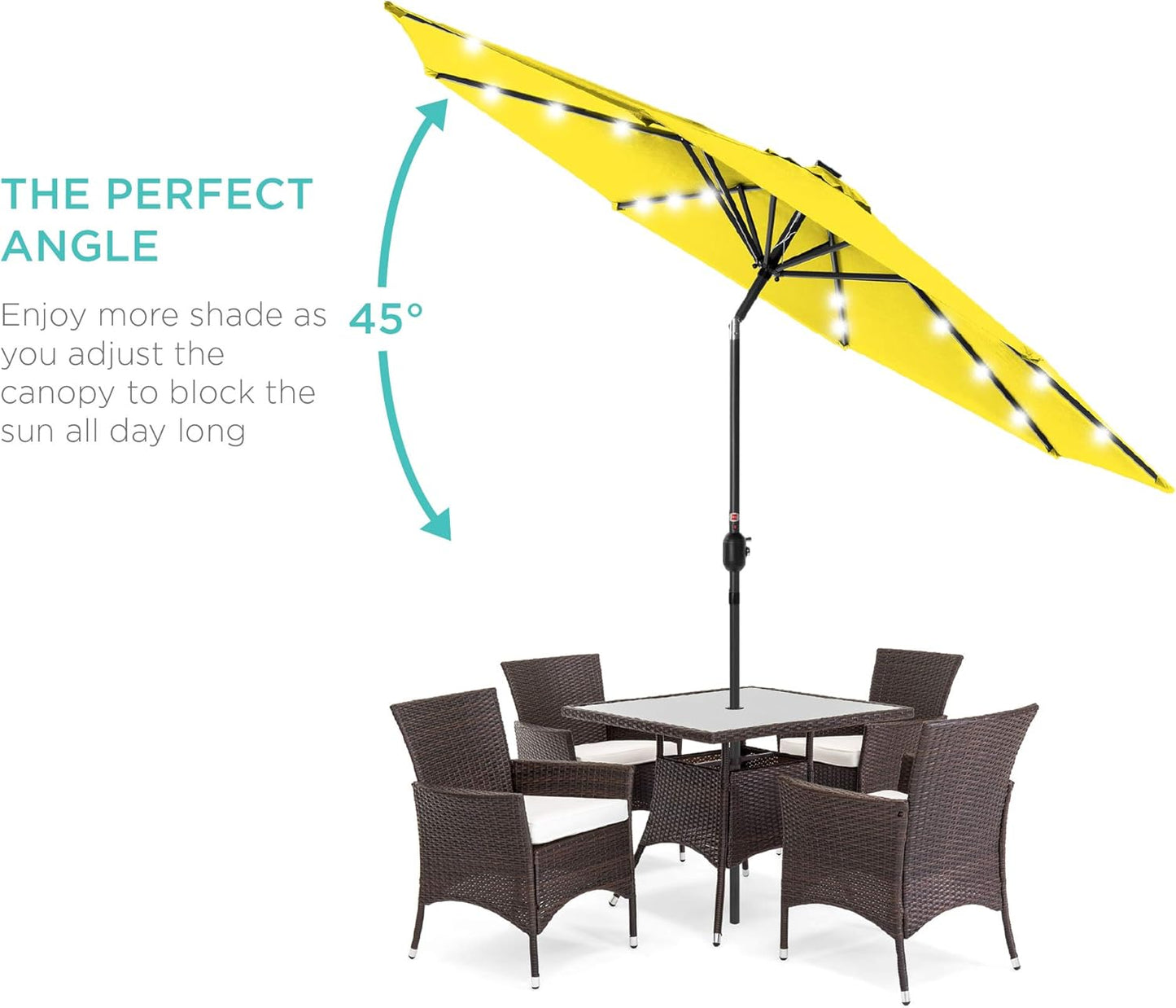10ft Solar Polyester LED Lighted Patio Umbrella w/Tilt Adjustment and UV-Resistant Fabric - Yellow