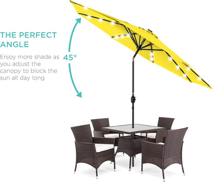 10ft Solar Polyester LED Lighted Patio Umbrella w/Tilt Adjustment and UV-Resistant Fabric - Yellow