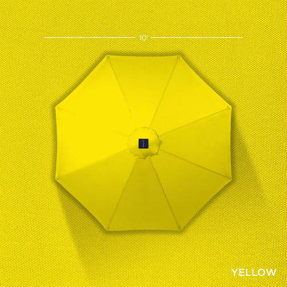 10ft Solar Polyester LED Lighted Patio Umbrella w/Tilt Adjustment and UV-Resistant Fabric - Yellow