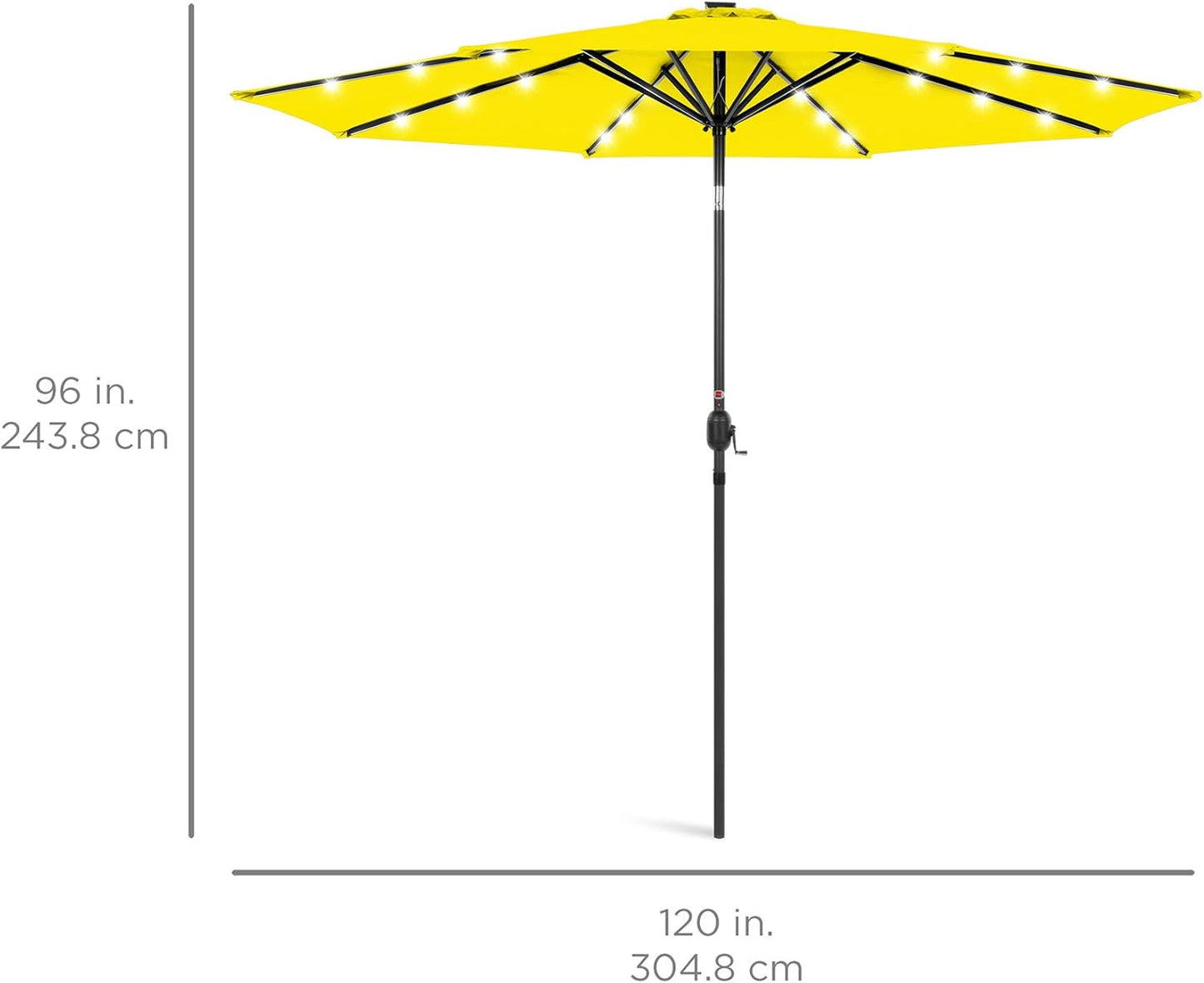 10ft Solar Polyester LED Lighted Patio Umbrella w/Tilt Adjustment and UV-Resistant Fabric - Yellow