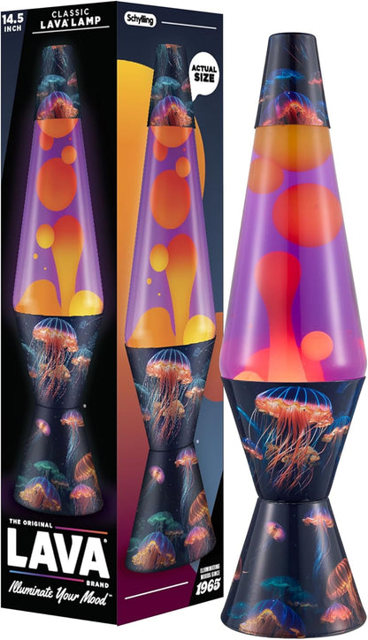 The Original Lamp - 14.5" Luminous Jelly Fish – Classic Liquid Motion Lamp - Yellow Wax and Purple Liquid - Item #2424 (Amazon Exclusive)