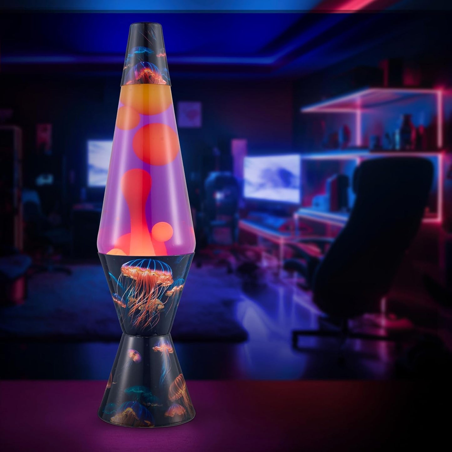 The Original Lamp - 14.5" Luminous Jelly Fish – Classic Liquid Motion Lamp - Yellow Wax and Purple Liquid - Item #2424 (Amazon Exclusive)