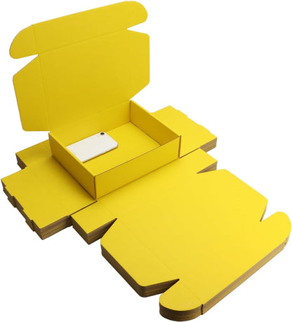 Yellow Corrugated Shipping Packaging Box for Gifts,Wedding&All Festivals | corrugated shipping box 10×8×2.8 inch for gifts & wedding invitations, proposals, holidays and special anniversaries.
