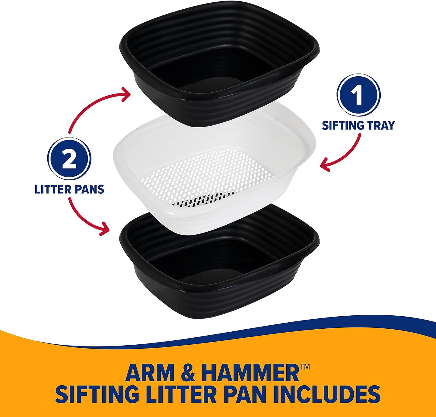 Large Sifting Litter Box Scoop Free Cat Litter Tray with Microban, Made in USA | Antimicrobial product protection, ideal for indoor felines, simple lift, shake and pour cleanup, helps keep odors in check