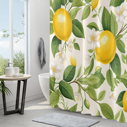 Shower Curtain Set, Lemon Waterproof Shower Curtains for Bathroom Decor Funny Bath Curtain with 12 Hooks,66x72 Inch