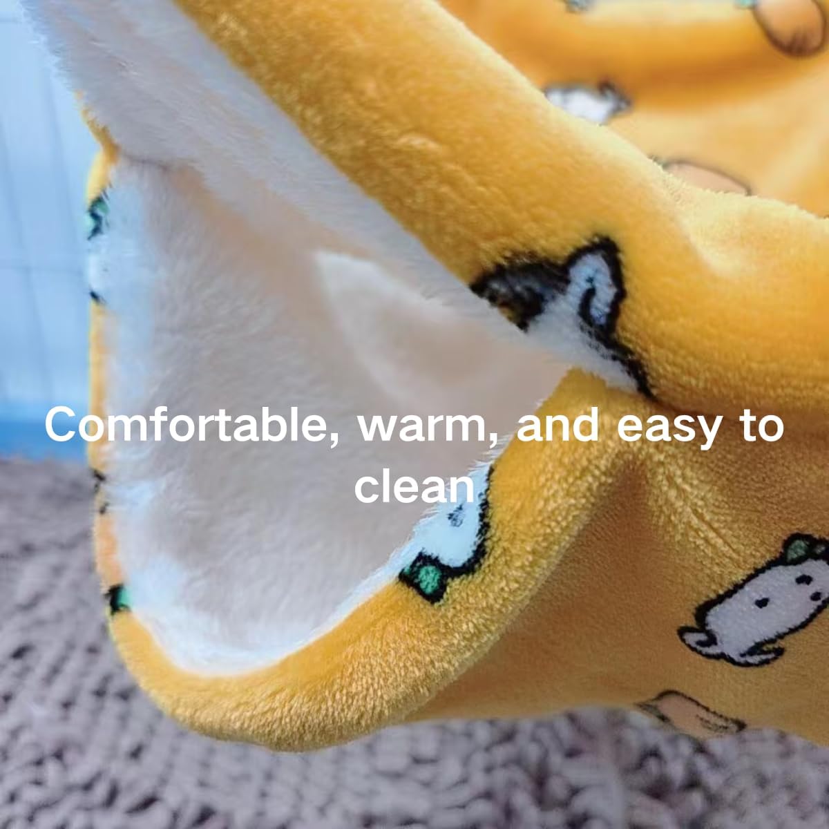 2 Pcs Guinea Pig Hammock & Mat Guinea Pig Hamster Ferret Hanging Hammock Warm Washable Bed Mat for Small Animals Chinchilla Parrot Sugar Glider Ferret Squirrel Hedgehog (Yellow,Small)