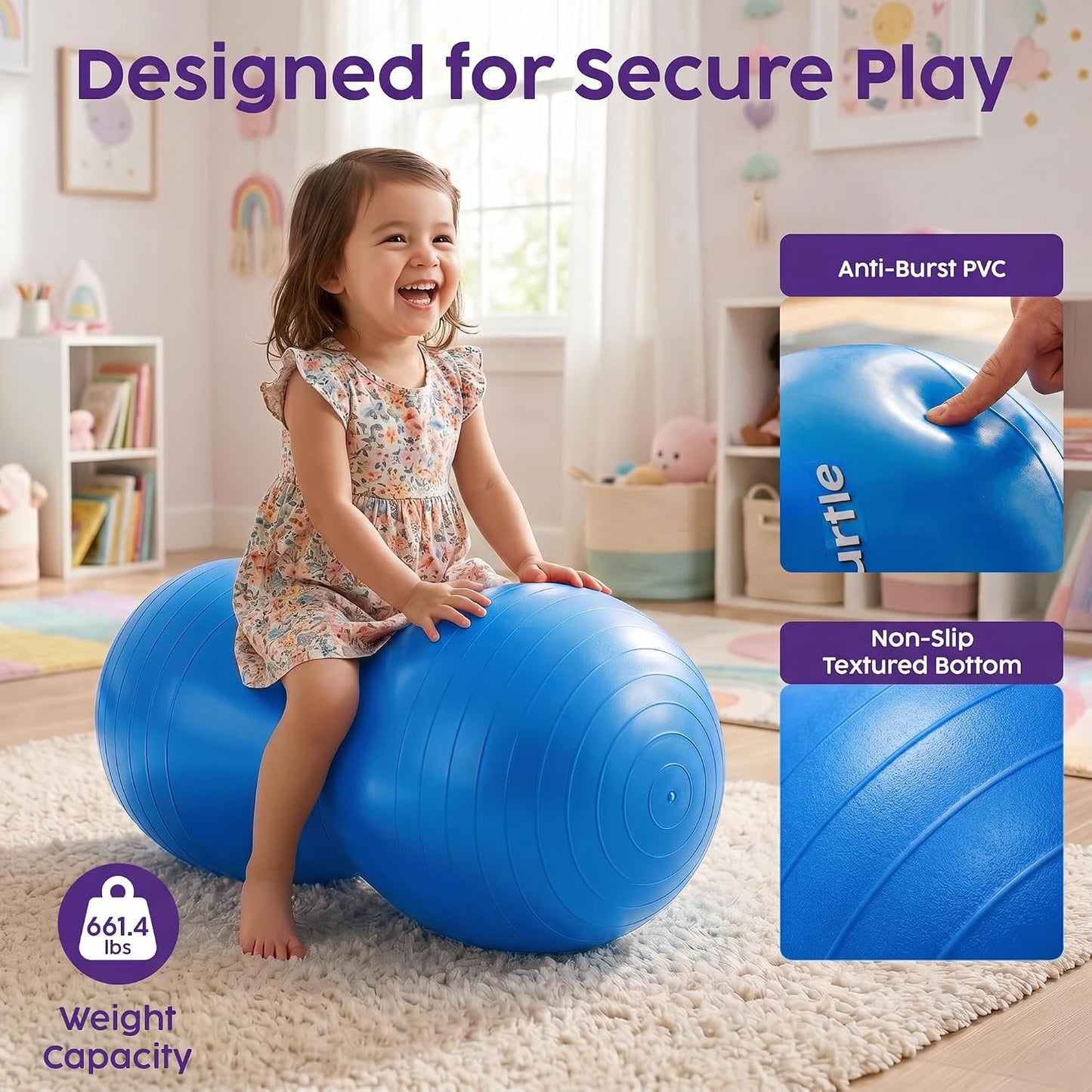 Hurtle Peanut Shaped Exercise Ball, Yoga Active Seat, Bounce Balance Desk Chair, Wiggle Flexible Sitting Ball for Kids, Boys, Girls and Adults