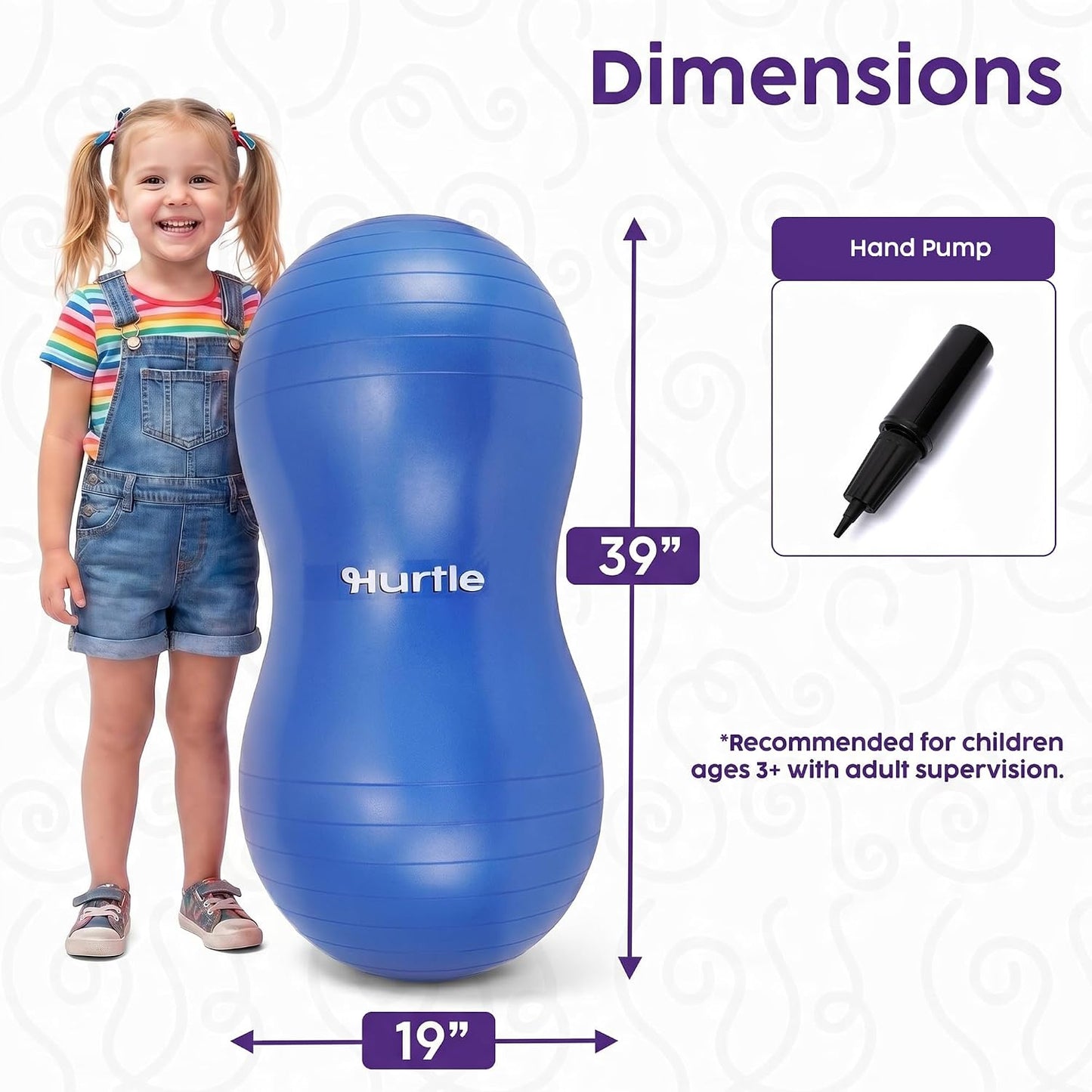 Hurtle Peanut Shaped Exercise Ball, Yoga Active Seat, Bounce Balance Desk Chair, Wiggle Flexible Sitting Ball for Kids, Boys, Girls and Adults