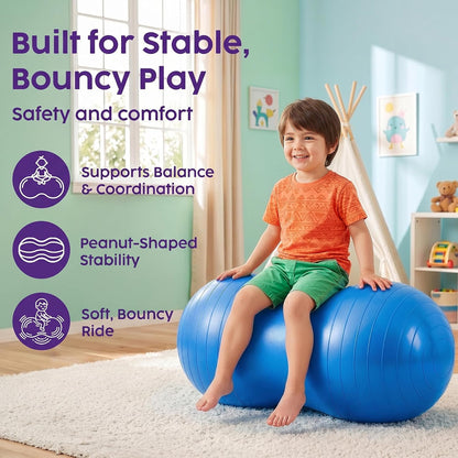 Hurtle Peanut Shaped Exercise Ball, Yoga Active Seat, Bounce Balance Desk Chair, Wiggle Flexible Sitting Ball for Kids, Boys, Girls and Adults