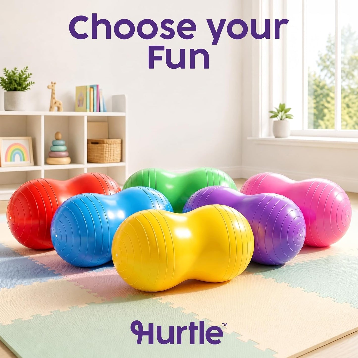 Hurtle Peanut Shaped Exercise Ball, Yoga Active Seat, Bounce Balance Desk Chair, Wiggle Flexible Sitting Ball for Kids, Boys, Girls and Adults