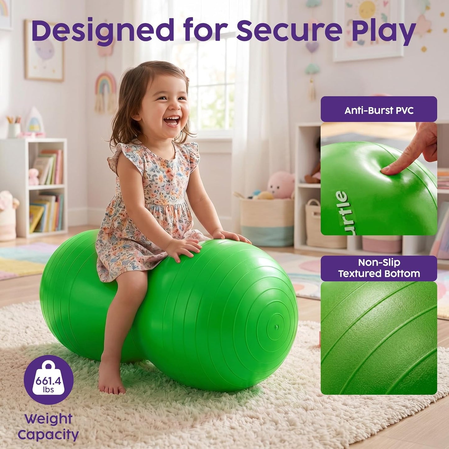 Hurtle Peanut Shaped Exercise Ball, Yoga Active Seat, Bounce Balance Desk Chair, Wiggle Flexible Sitting Ball for Kids, Boys, Girls and Adults