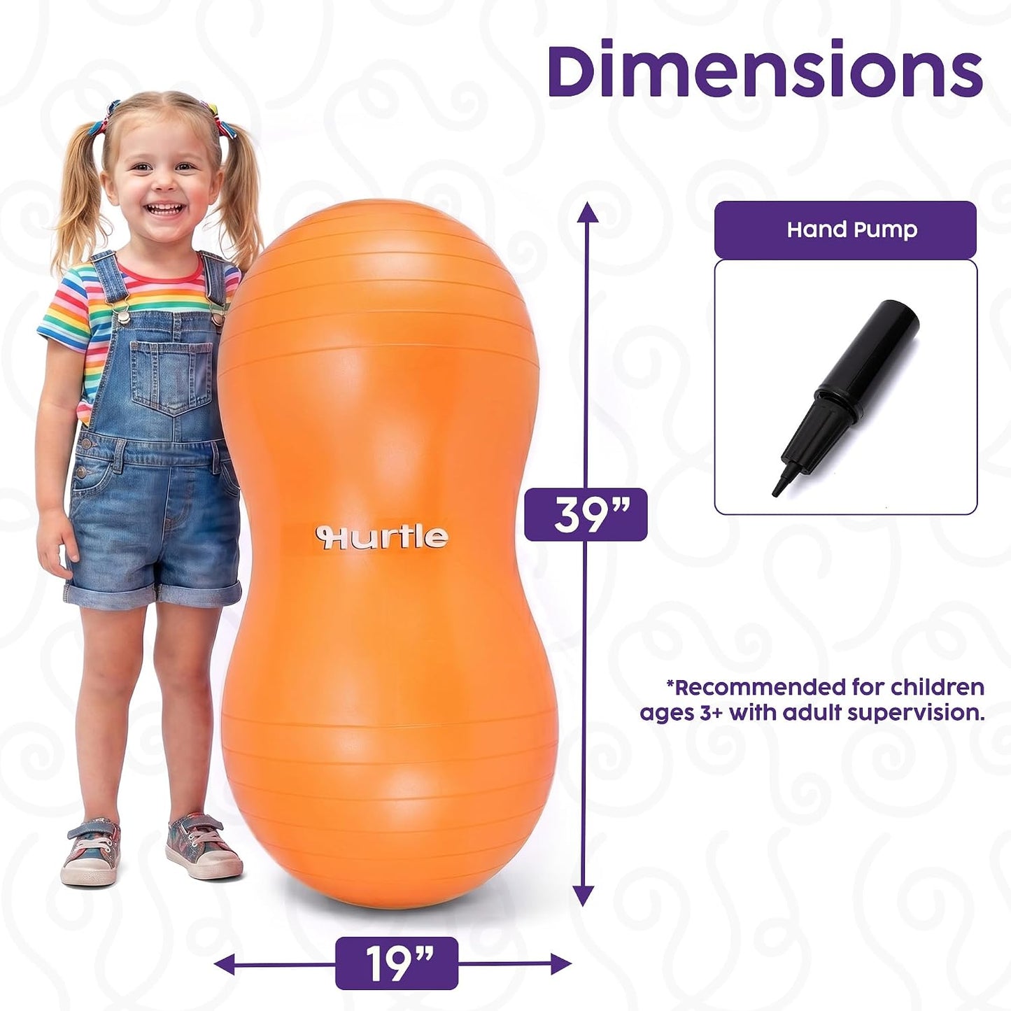 Hurtle Peanut Shaped Exercise Ball, Yoga Active Seat, Bounce Balance Desk Chair, Wiggle Flexible Sitting Ball for Kids, Boys, Girls and Adults