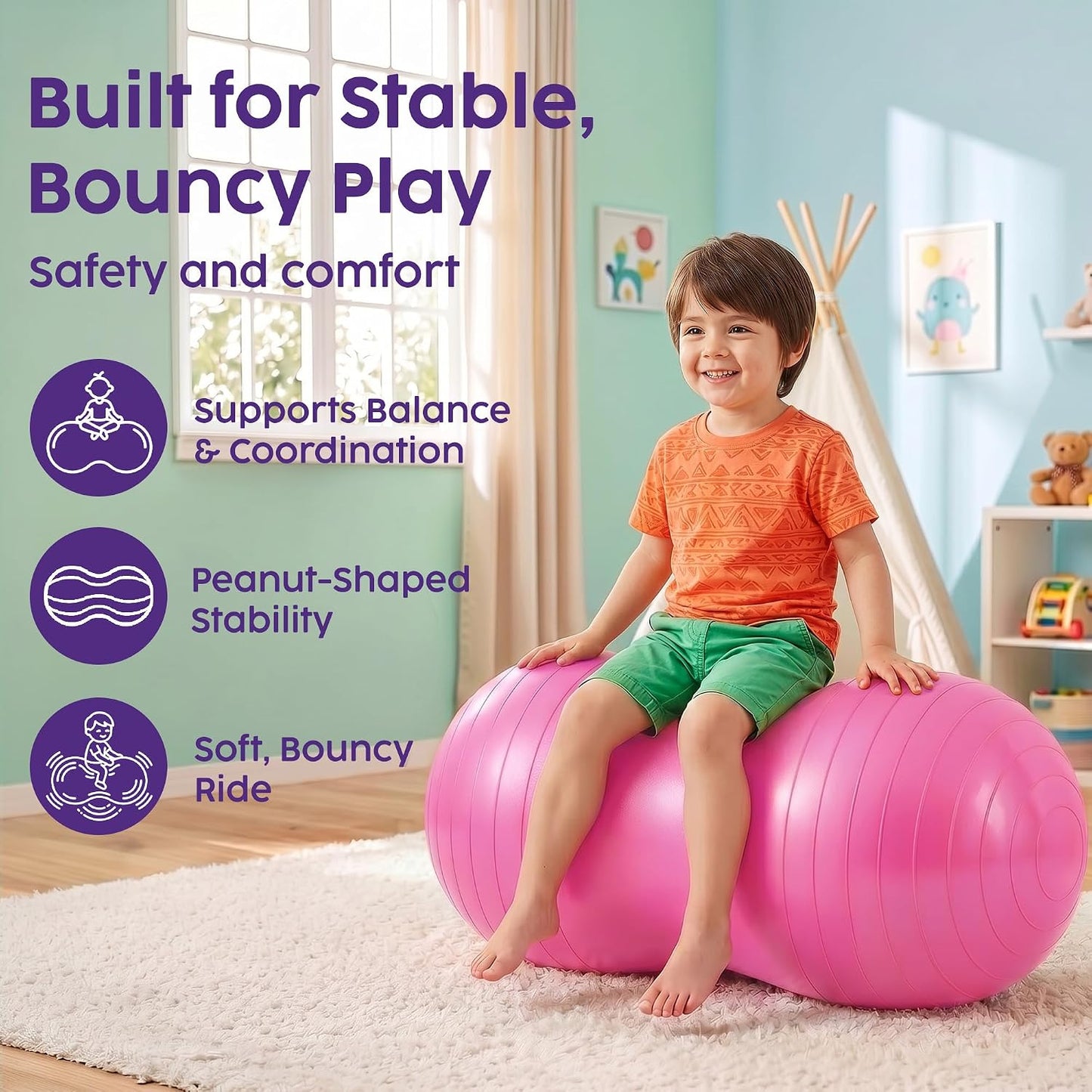 Hurtle Peanut Shaped Exercise Ball, Yoga Active Seat, Bounce Balance Desk Chair, Wiggle Flexible Sitting Ball for Kids, Boys, Girls and Adults