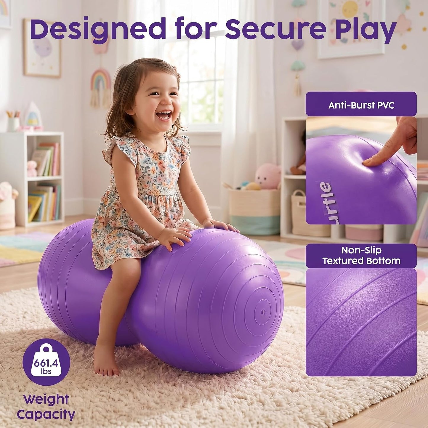 Hurtle Peanut Shaped Exercise Ball, Yoga Active Seat, Bounce Balance Desk Chair, Wiggle Flexible Sitting Ball for Kids, Boys, Girls and Adults