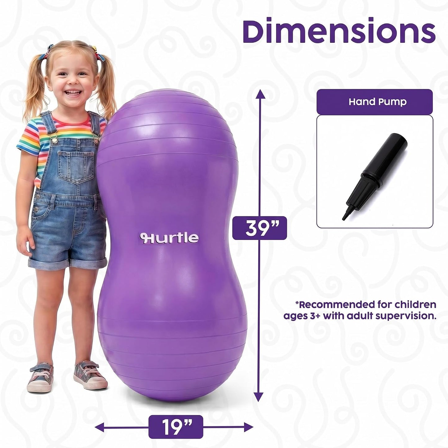 Hurtle Peanut Shaped Exercise Ball, Yoga Active Seat, Bounce Balance Desk Chair, Wiggle Flexible Sitting Ball for Kids, Boys, Girls and Adults