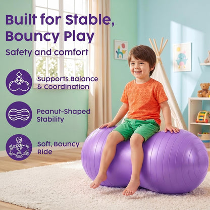 Hurtle Peanut Shaped Exercise Ball, Yoga Active Seat, Bounce Balance Desk Chair, Wiggle Flexible Sitting Ball for Kids, Boys, Girls and Adults