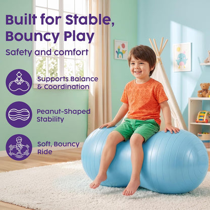 Hurtle Peanut Shaped Exercise Ball, Yoga Active Seat, Bounce Balance Desk Chair, Wiggle Flexible Sitting Ball for Kids, Boys, Girls and Adults