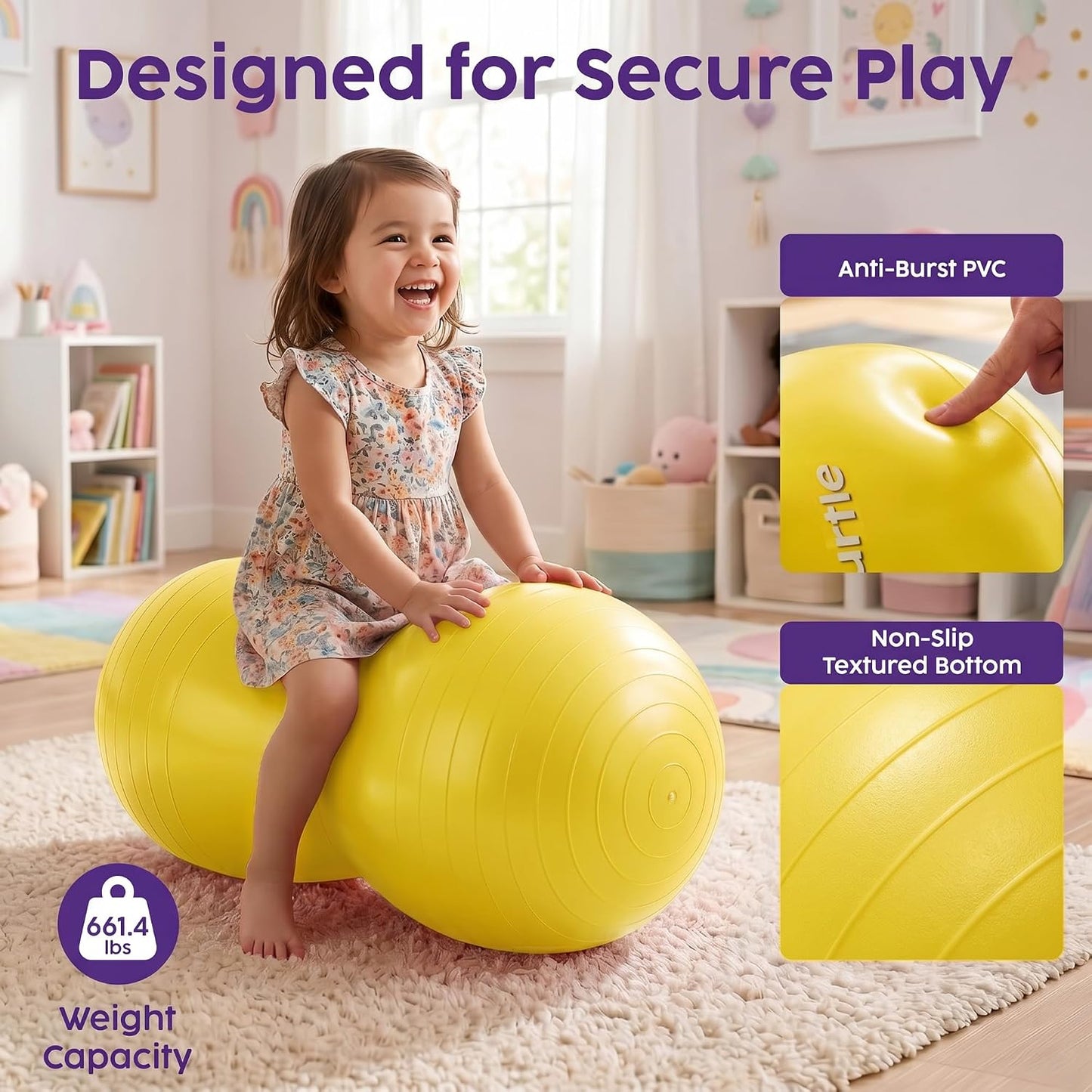 Hurtle Peanut Shaped Exercise Ball, Yoga Active Seat, Bounce Balance Desk Chair, Wiggle Flexible Sitting Ball for Kids, Boys, Girls and Adults