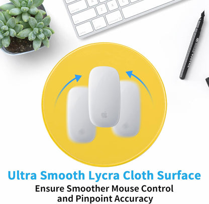 Round Mouse Pad, 8.7 x 8.7 Inch Premium-Textured Washable Non-Slip Rubber Base Cute Small Mouse Mat with Stitched Edge for Men Women Wireless Computer Laptop Gaming Desk Accessories, Yellow