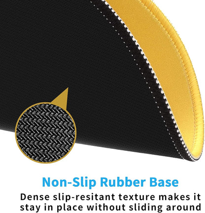Round Mouse Pad, 8.7 x 8.7 Inch Premium-Textured Washable Non-Slip Rubber Base Cute Small Mouse Mat with Stitched Edge for Men Women Wireless Computer Laptop Gaming Desk Accessories, Yellow