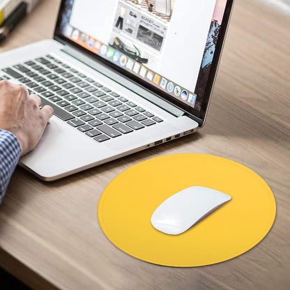 Round Mouse Pad, 8.7 x 8.7 Inch Premium-Textured Washable Non-Slip Rubber Base Cute Small Mouse Mat with Stitched Edge for Men Women Wireless Computer Laptop Gaming Desk Accessories, Yellow