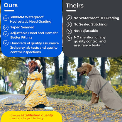 12" Reflective Cloud Prints Lightweight Waterproof Dog Raincoat with Hood & Harness Hole, Sunflower Yellow, Outdoor Rain Gear Jacket 2 Legs for Dogs