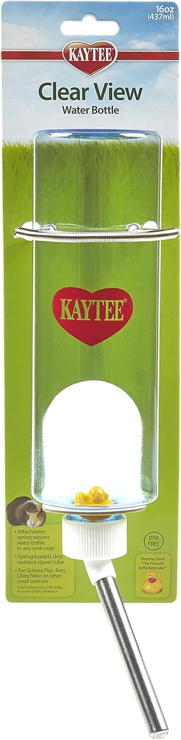 Clear View Water Bottle for Pet Guinea Pigs, Rats and Chinchillas, 16 oz