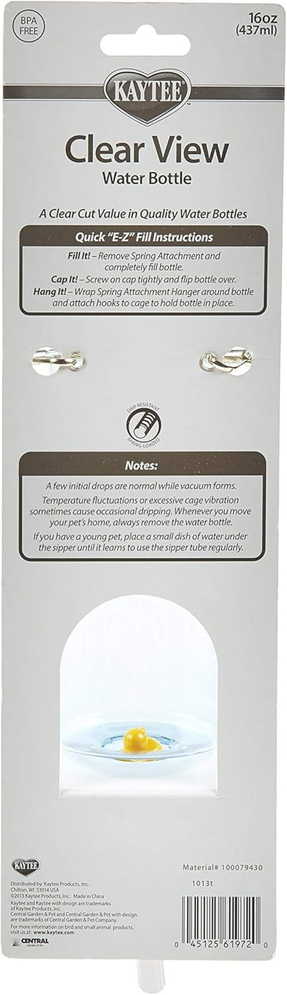 Clear View Water Bottle for Pet Guinea Pigs, Rats and Chinchillas, 16 oz