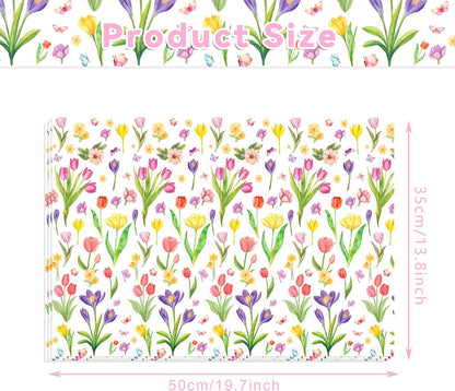 50 Sheet Wildflower Tulips Tissue Paper, Mother's Day Flower Gift Wrapping Papers Flowers Tulip Colorful with Yellow Pink Purple Tulip Designs for Bouquet Wrapping Candy Bag Fillers, 20x14 in