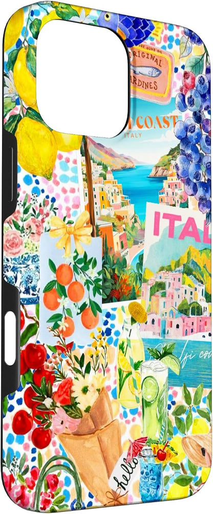 Italy Summer Coquette Citrus Collage Lemon Case for iPhone 16 Pro Max