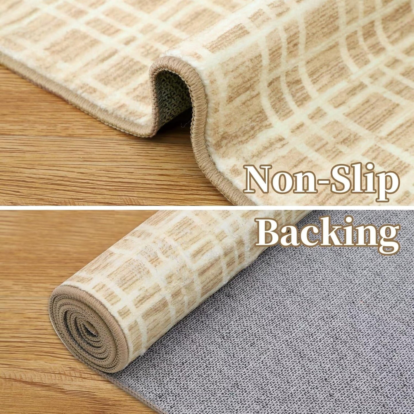 Soft Area Rug 5x7 Modern Lines Yellow Rug for Bedroom Washable Rug Low Pile Artistic Abstract Rug Contemporary Plush Rug Indoor Non-Slip Floor Carpet for Living Room Non-Shedding Floor Cover
