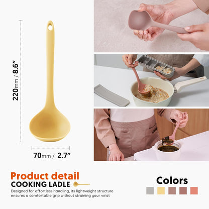 Platinum Silicone Cooking Ladle for Baking, Scraping & Mixing, 100% Food Grade Colorful Silicone Kitchen & Serving Utensils, Heat Resistant, Non-Stick Cookware - 8.6 inch Butter Yellow