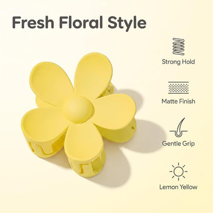 Yellow Hair Claw Clips Flower Shaped Plastic Jaw Clips Anti-scratch Smell-less Useful Hold Tightly Light Hair Accessories for Beauty and Personal Care