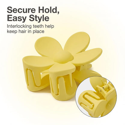 Yellow Hair Claw Clips Flower Shaped Plastic Jaw Clips Anti-scratch Smell-less Useful Hold Tightly Light Hair Accessories for Beauty and Personal Care