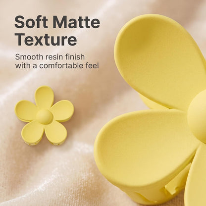 Yellow Hair Claw Clips Flower Shaped Plastic Jaw Clips Anti-scratch Smell-less Useful Hold Tightly Light Hair Accessories for Beauty and Personal Care