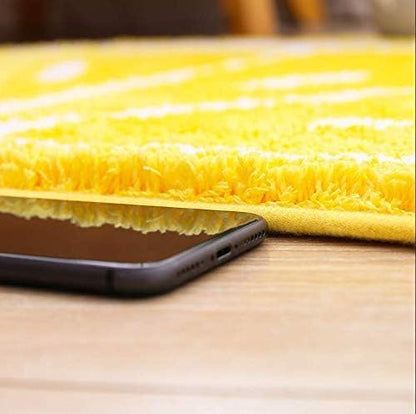 Thick Lemon Bath Rug Cute Fruits Half Round Shaped Bedroom Bathroom Doorway Kitchen Floor Rug Carpet Water Absorption Non-Slip mat for Bathroom (Yellow, 50x80CM)