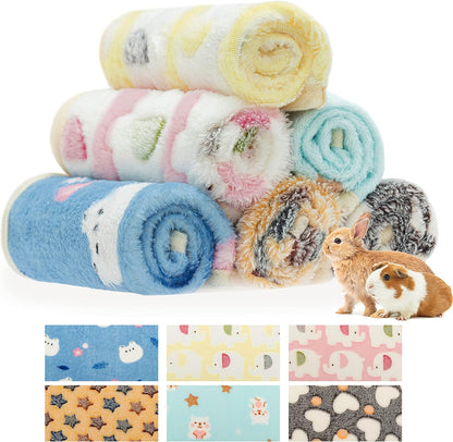 Guinea Pig Bedding Mat 6 Pack, Soft Fleece Small Pet Blankets | Washable Small Animal Cage Liners Sleep Mat Accessories for Rat, Rabbit, Hamster, Hedgehog (13.7x13.7in)