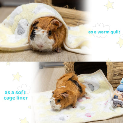 Guinea Pig Bedding Mat 6 Pack, Soft Fleece Small Pet Blankets | Washable Small Animal Cage Liners Sleep Mat Accessories for Rat, Rabbit, Hamster, Hedgehog (13.7x13.7in)