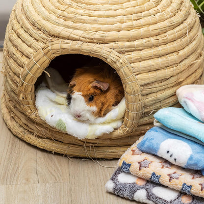 Guinea Pig Bedding Mat 6 Pack, Soft Fleece Small Pet Blankets | Washable Small Animal Cage Liners Sleep Mat Accessories for Rat, Rabbit, Hamster, Hedgehog (13.7x13.7in)