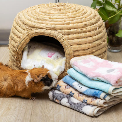 Guinea Pig Bedding Mat 6 Pack, Soft Fleece Small Pet Blankets | Washable Small Animal Cage Liners Sleep Mat Accessories for Rat, Rabbit, Hamster, Hedgehog (13.7x13.7in)