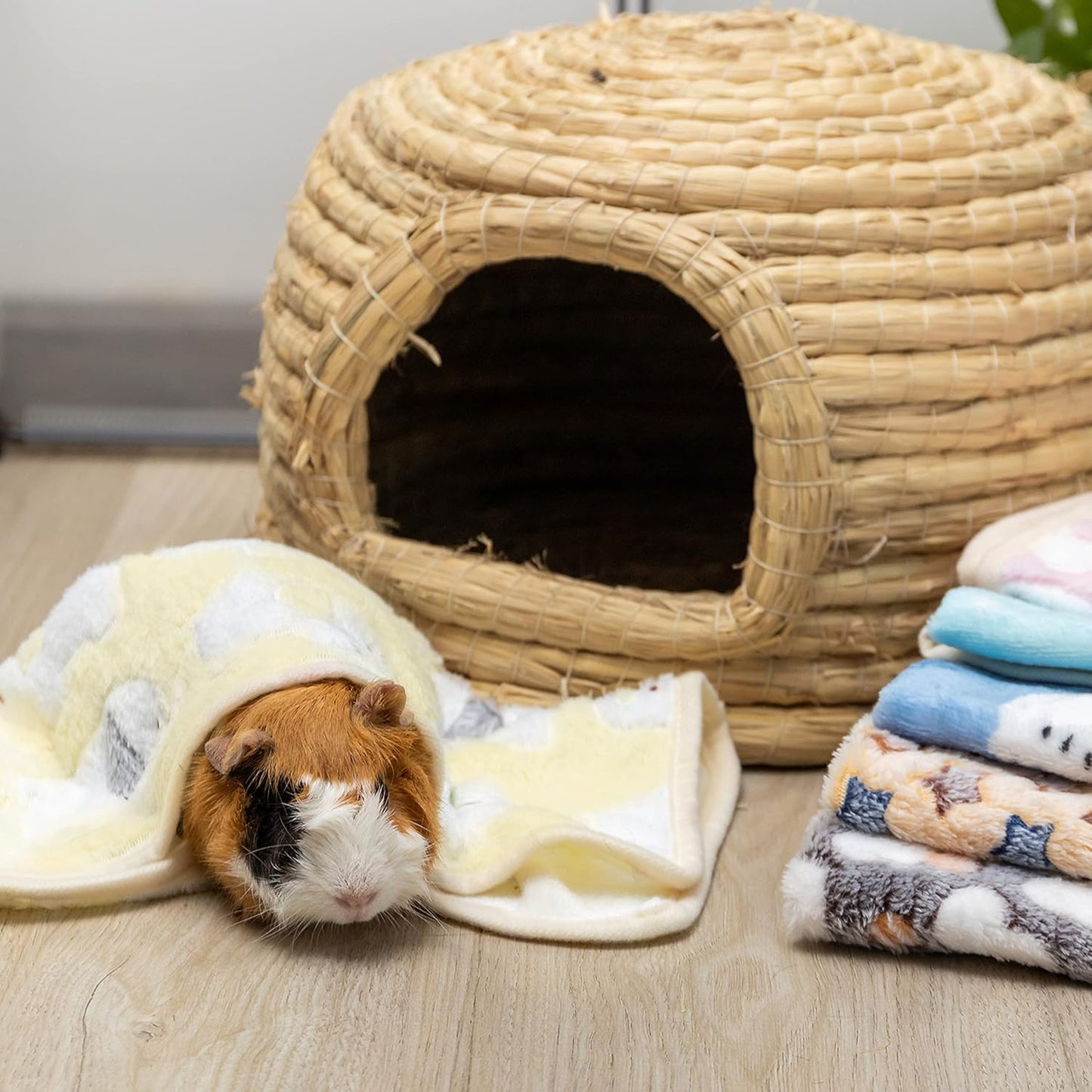 Guinea Pig Bedding Mat 6 Pack, Soft Fleece Small Pet Blankets | Washable Small Animal Cage Liners Sleep Mat Accessories for Rat, Rabbit, Hamster, Hedgehog (13.7x13.7in)