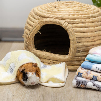 Guinea Pig Bedding Mat 6 Pack, Soft Fleece Small Pet Blankets | Washable Small Animal Cage Liners Sleep Mat Accessories for Rat, Rabbit, Hamster, Hedgehog (13.7x13.7in)