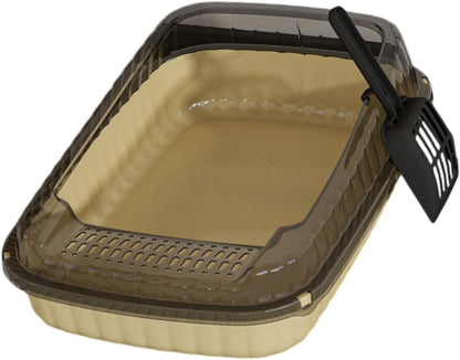 Open Top Cat Litter Box,Kitten Toilet,with High Side,Large Open Top Pet Litter Tray,for Small Medium Large Cats Small Animals, Light Yellow