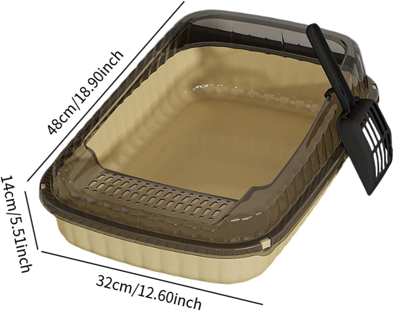 Open Top Cat Litter Box,Kitten Toilet,with High Side,Large Open Top Pet Litter Tray,for Small Medium Large Cats Small Animals, Light Yellow