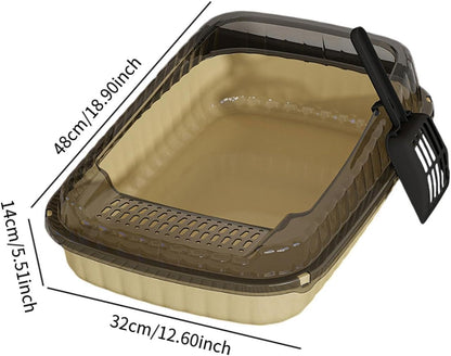 Open Top Cat Litter Box,Kitten Toilet,with High Side,Large Open Top Pet Litter Tray,for Small Medium Large Cats Small Animals, Light Yellow