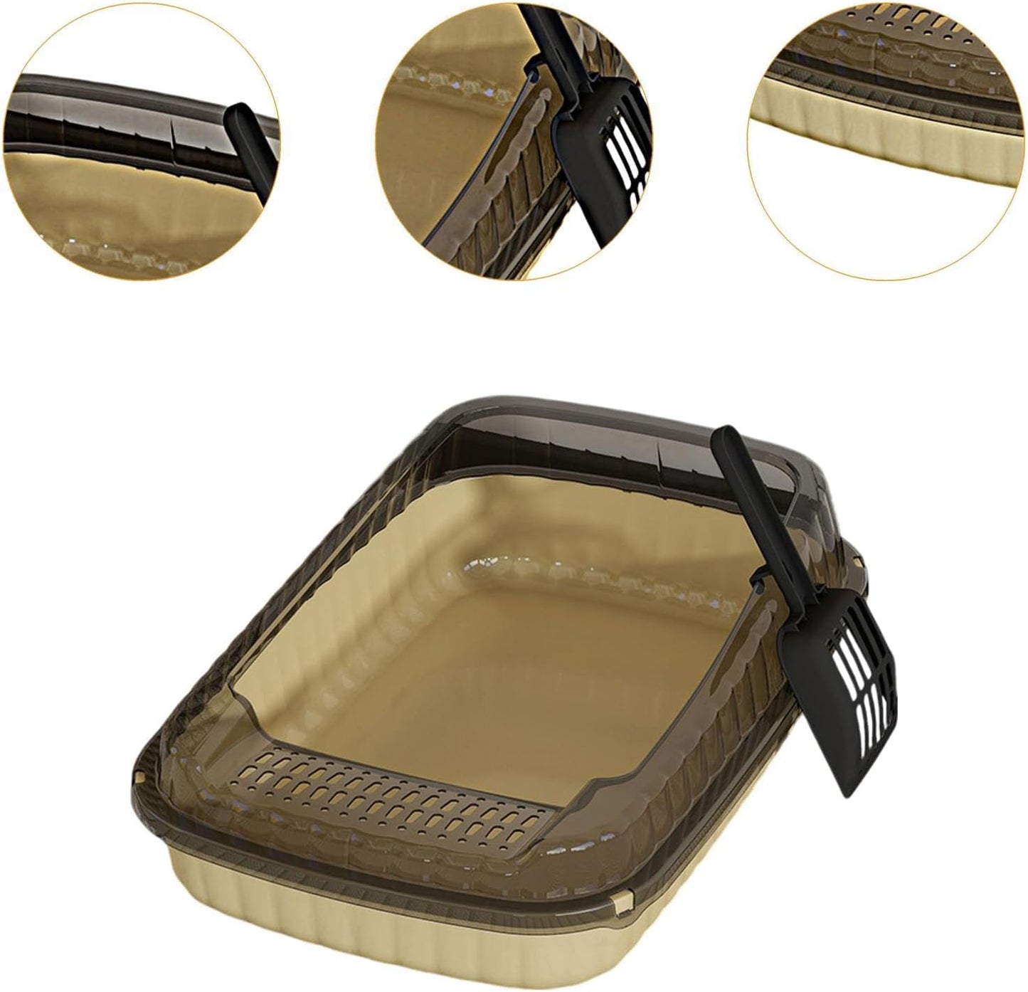 Open Top Cat Litter Box,Kitten Toilet,with High Side,Large Open Top Pet Litter Tray,for Small Medium Large Cats Small Animals, Light Yellow