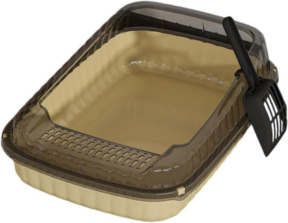 Open Top Cat Litter Box,Kitten Toilet,with High Side,Large Open Top Pet Litter Tray,for Small Medium Large Cats Small Animals, Light Yellow