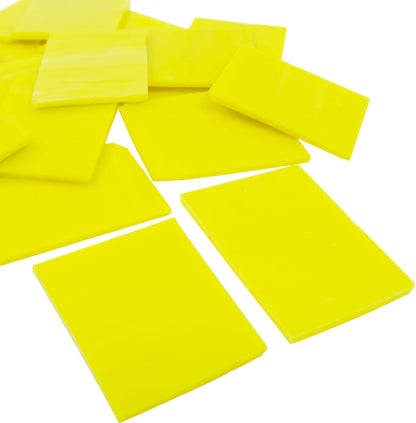 Stained Glass, Stain Mosaic Tiles, Broken Glass Pieces,4x5cm Square Mosaic Tile Shapes for Crafts,Fusing, DIY Resin Art, Photo Frame Mosaic Projects Aquarium Decor,410g/14.5oz (Gold Yellow)
