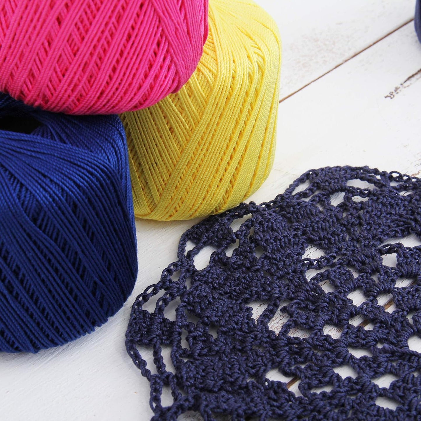 100% Cotton Crochet Thread Size 3, Yellow 43 | Soft pure cotton crochet thread for lace, doilies, amigurumi and crafts. Smooth finish with crisp stitch definition.